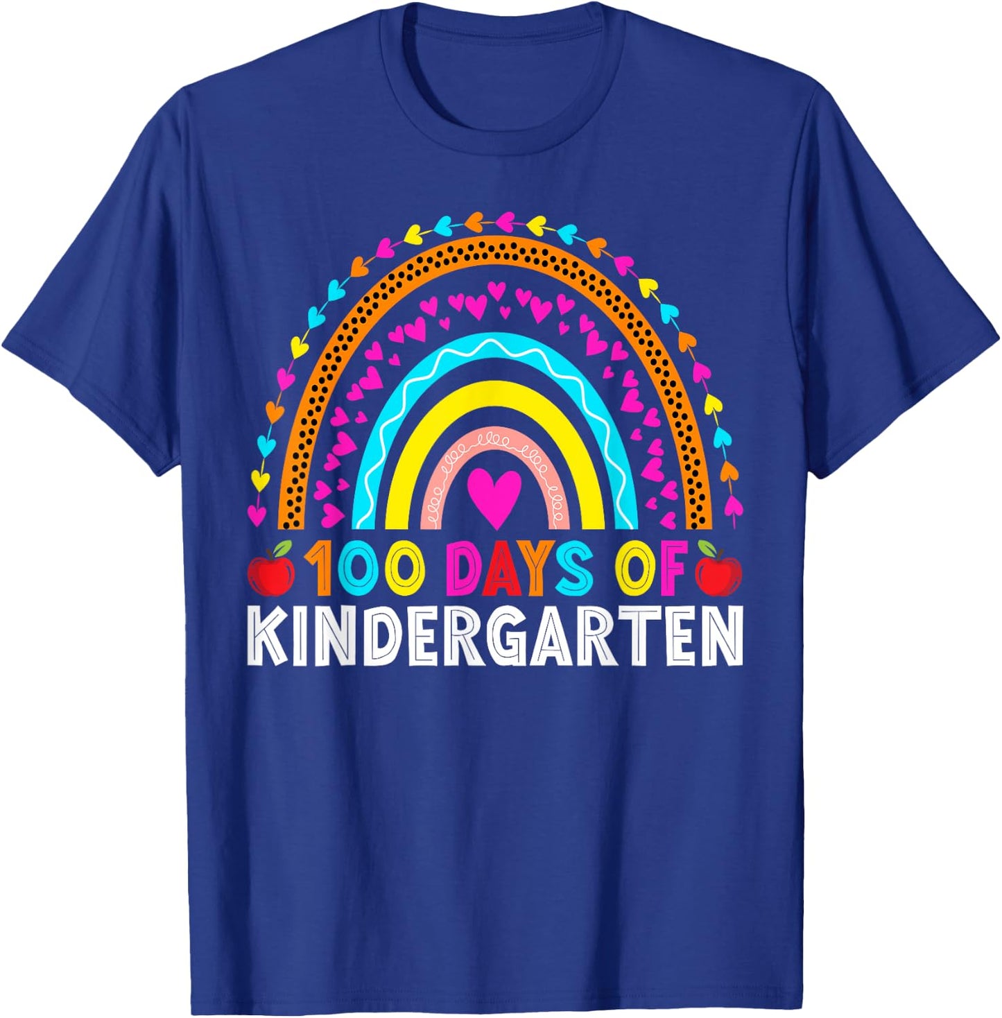 100 Days Of Kindergarten School Rainbow 100 Days Smarter T-Shirt - T-Shirt | Royal
