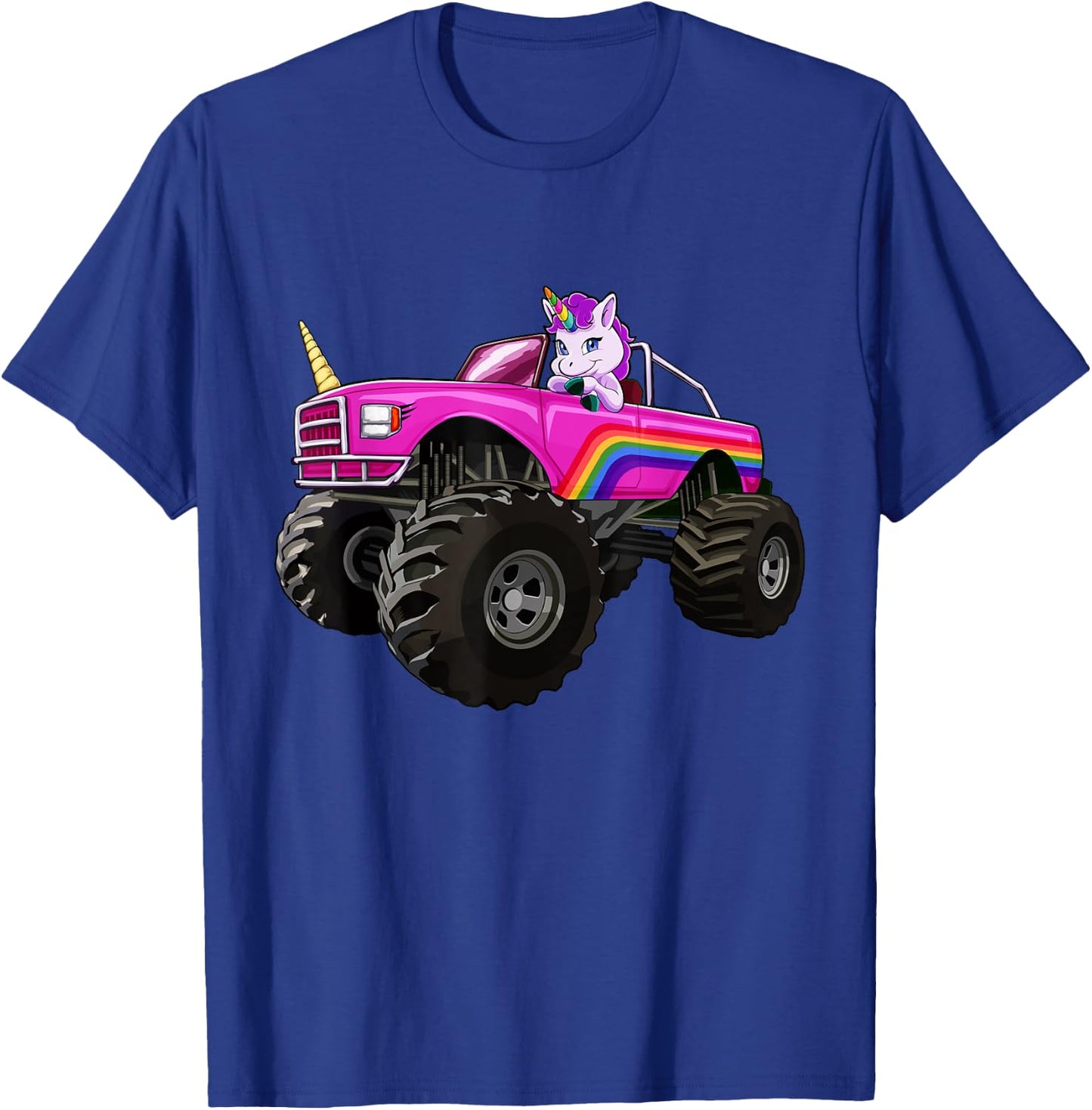 Monster Truck Unicorn T Shirt Women Kids Girl Party Gift T-Shirt - T-Shirt | Royal