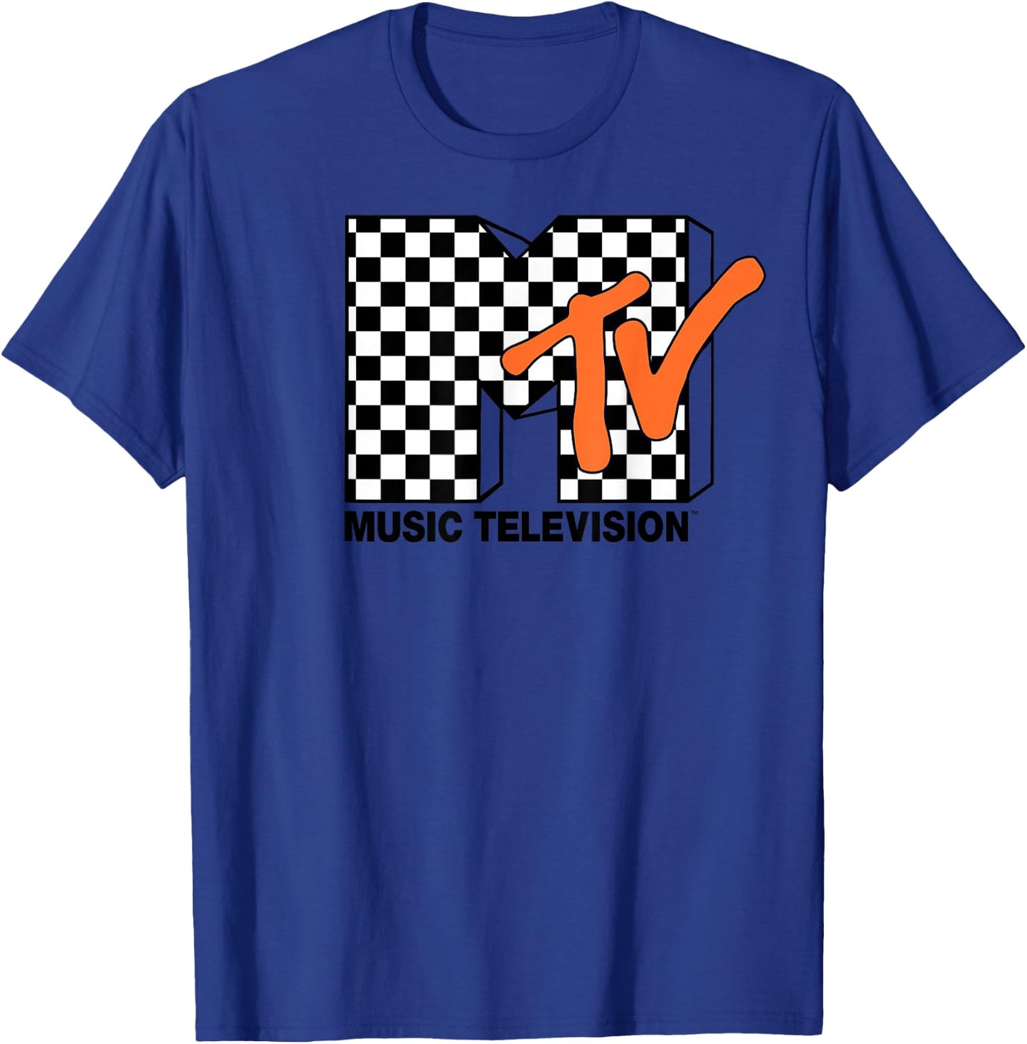 MTV Logo Checkers Style Graphic T-Shirt - T-Shirt | Royal