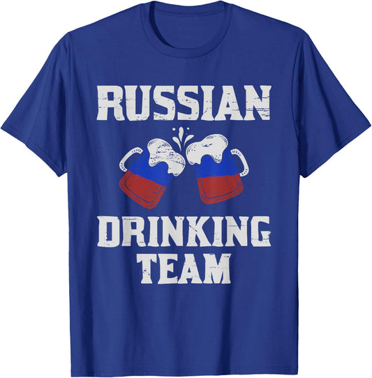 Russia Drinking Team design Russian Flag Country Beer Funny T-Shirt - T-Shirt | Royal