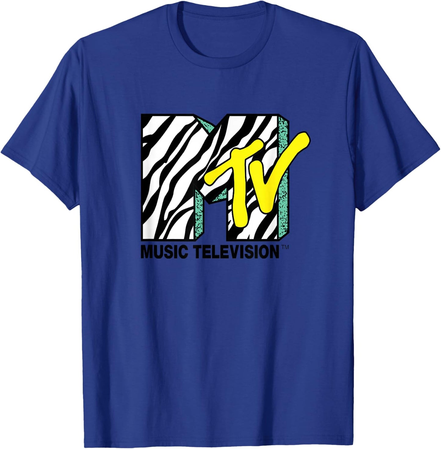 Mtv Logo With Zebra Treatment With Yellow Color Fill T-Shirt - T-Shirt | Royal