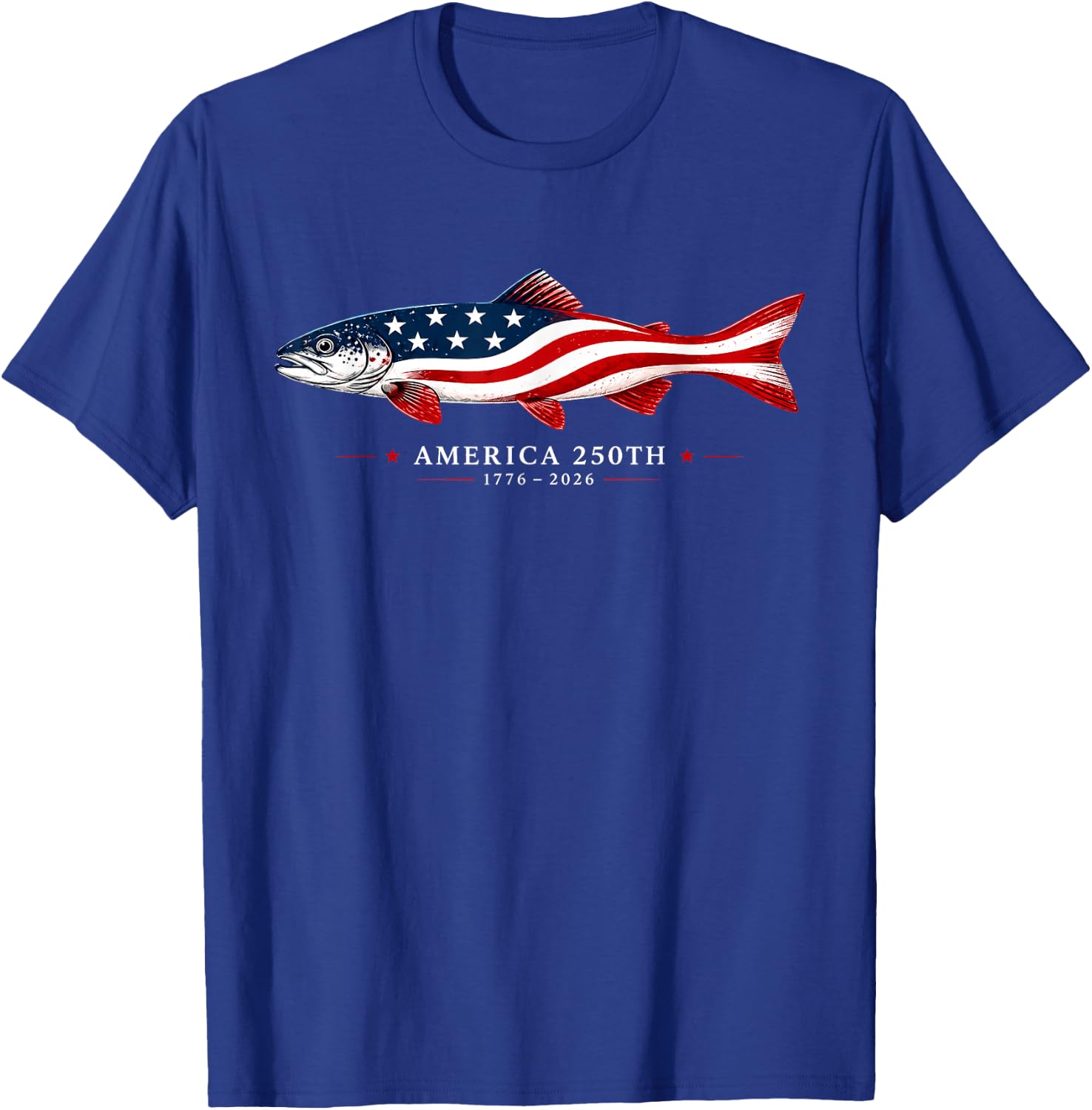 America 250th 1776 2026 USA Flag Fishing Patriotic T-Shirt - T-Shirt | Royal
