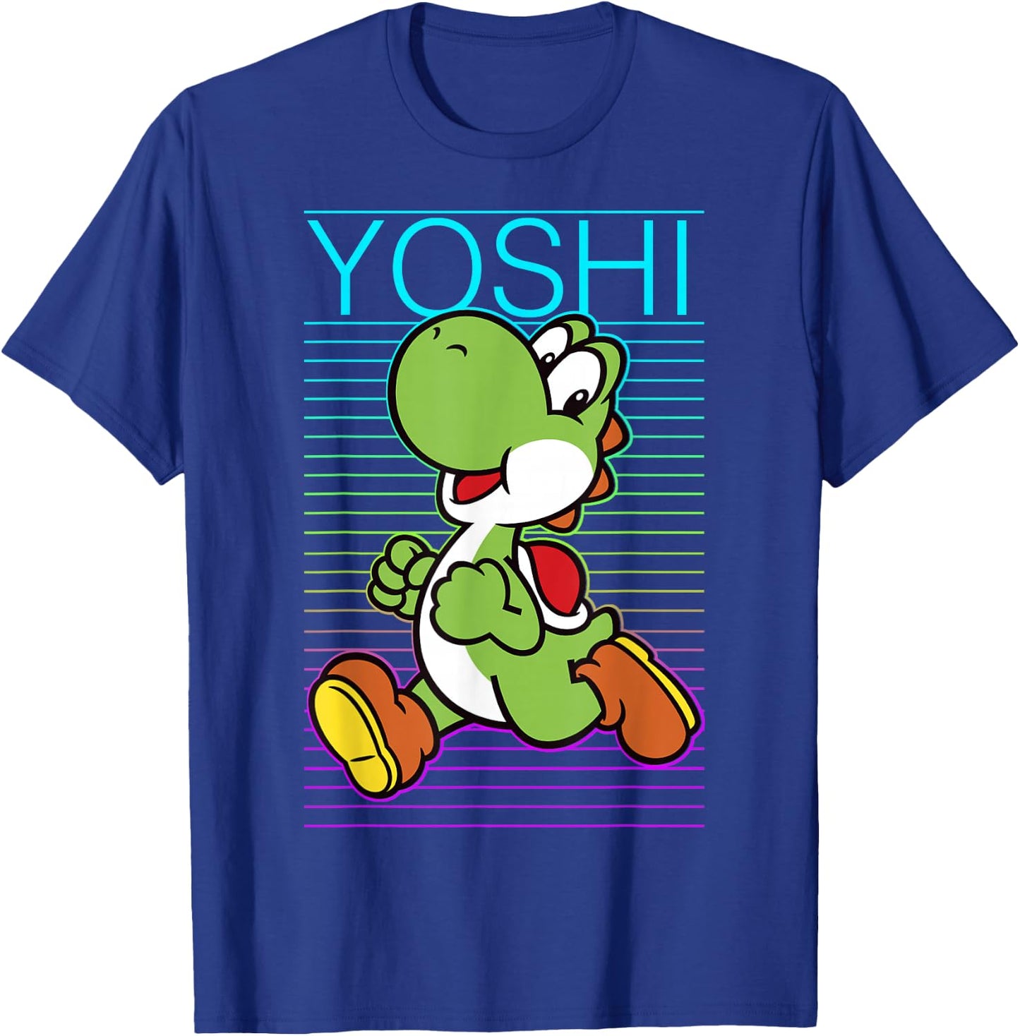 Super Mario Yoshi Retro Gradient Fade Poster T-Shirt - T-Shirt | Royal