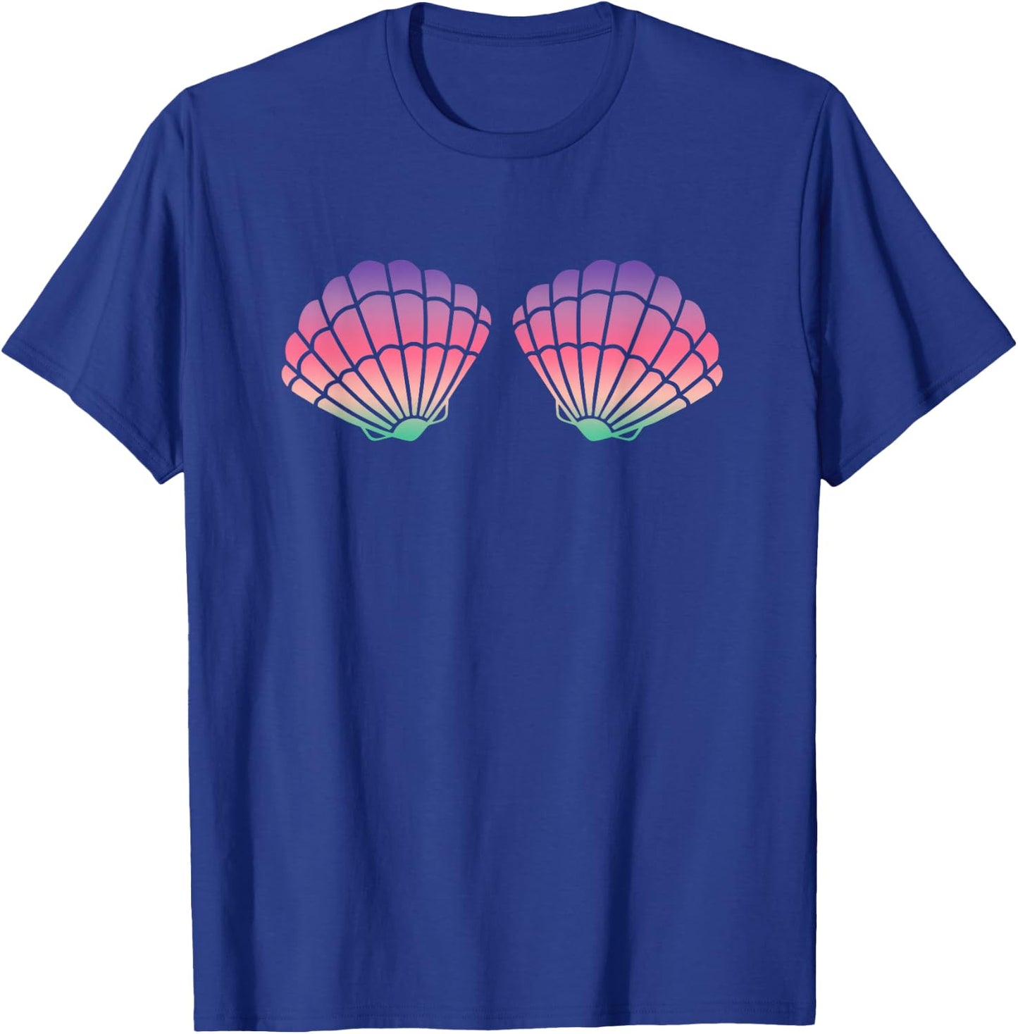 Mermaid Clam Shell Bra For Girls Purple Rainbow Seashells T-Shirt - T-Shirt | Royal