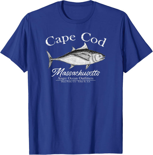 Cape Cod Massachusetts Fishing Tuna Fish T Shirt T-Shirt - T-Shirt | Royal