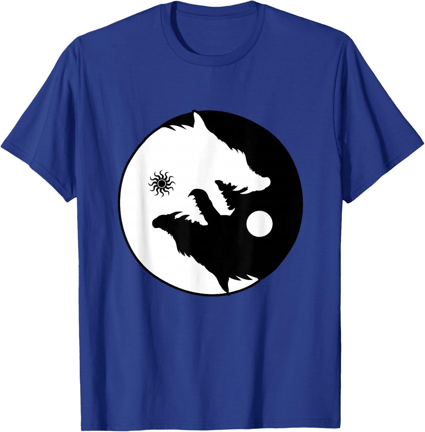 Wolf Yin Yang Sun Moon Vintage Harmony Balance Life Gift T-Shirt - T-Shirt | Royal