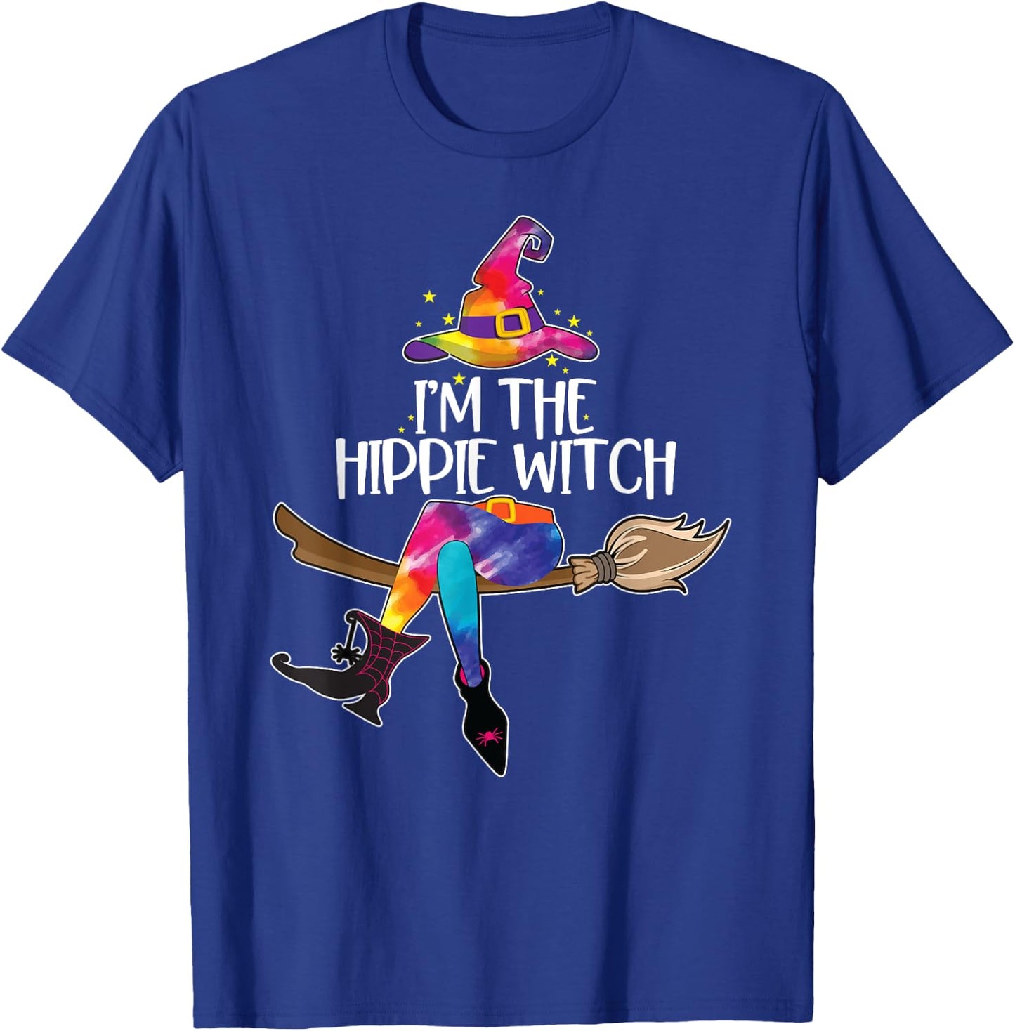 Im the Hippie Witch Shirt Halloween Matching Tie Dye Group T-Shirt - T-Shirt | Royal