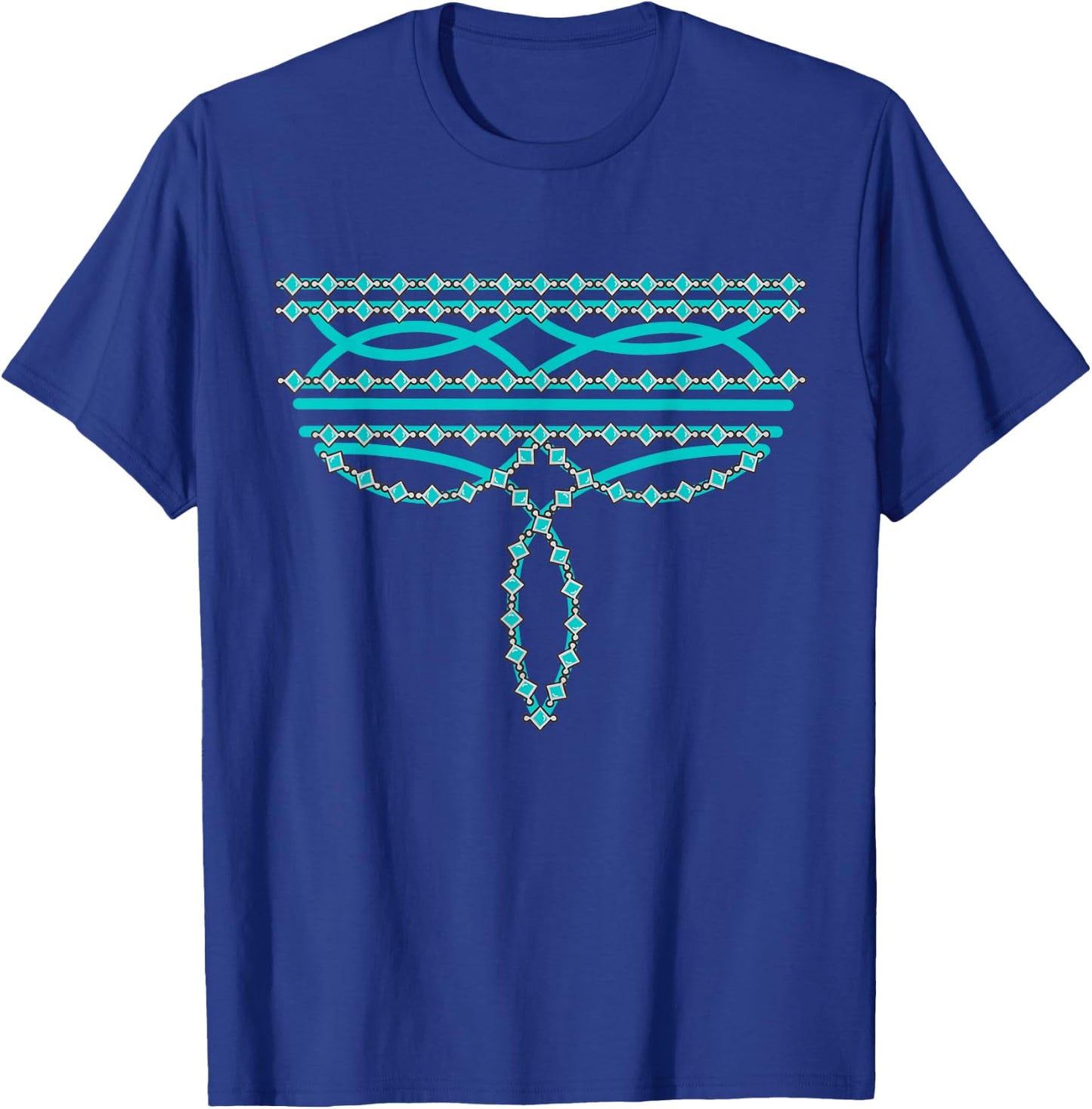 Turquoise Boot Stitch Western Boho Cowboy Cowgirl T-Shirt - T-Shirt | Royal
