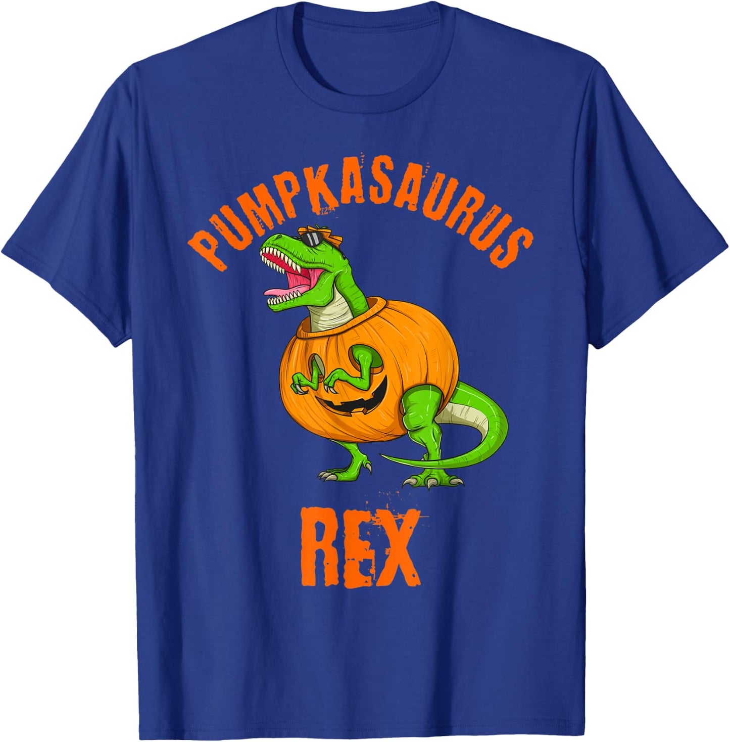 Halloween Pumpkasaurus Rex T Rex Dinosaur Jack O Lantern Fun T-Shirt - T-Shirt | Royal