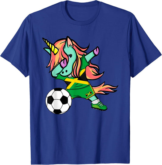 Unicorn Dab Jamaica Soccer Jersey Jamaican Football T Shirt T-Shirt - T-Shirt | Royal