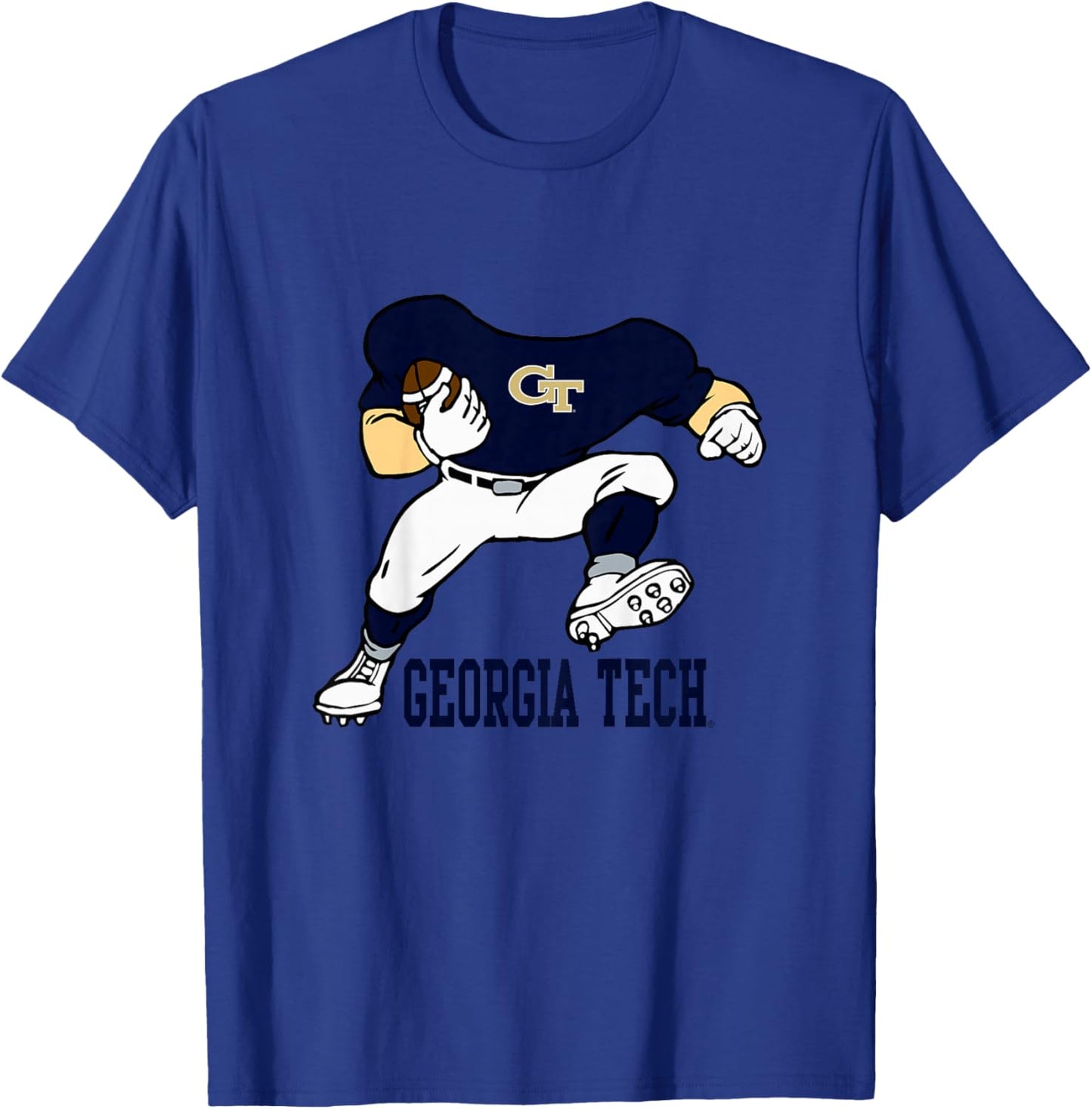 Kids Georgia Tech Yellow Jackets Kids Football Player Gray T-Shirt - T-Shirt | Royal