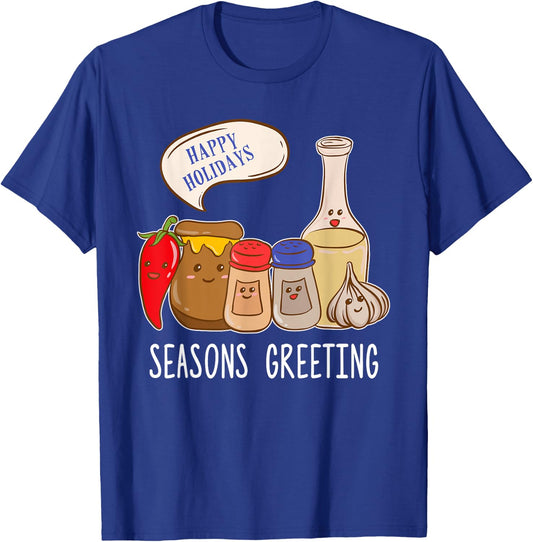 Seasons Greetings Funny Christmas Humor Holiday Food Pun T-Shirt - T-Shirt | Royal