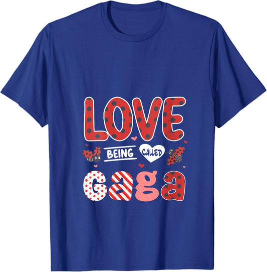 Women's Cute I Love Being Called Gaga Ladybug Happy Valentines Day V-Neck T-Shirt - T-Shirt | Royal