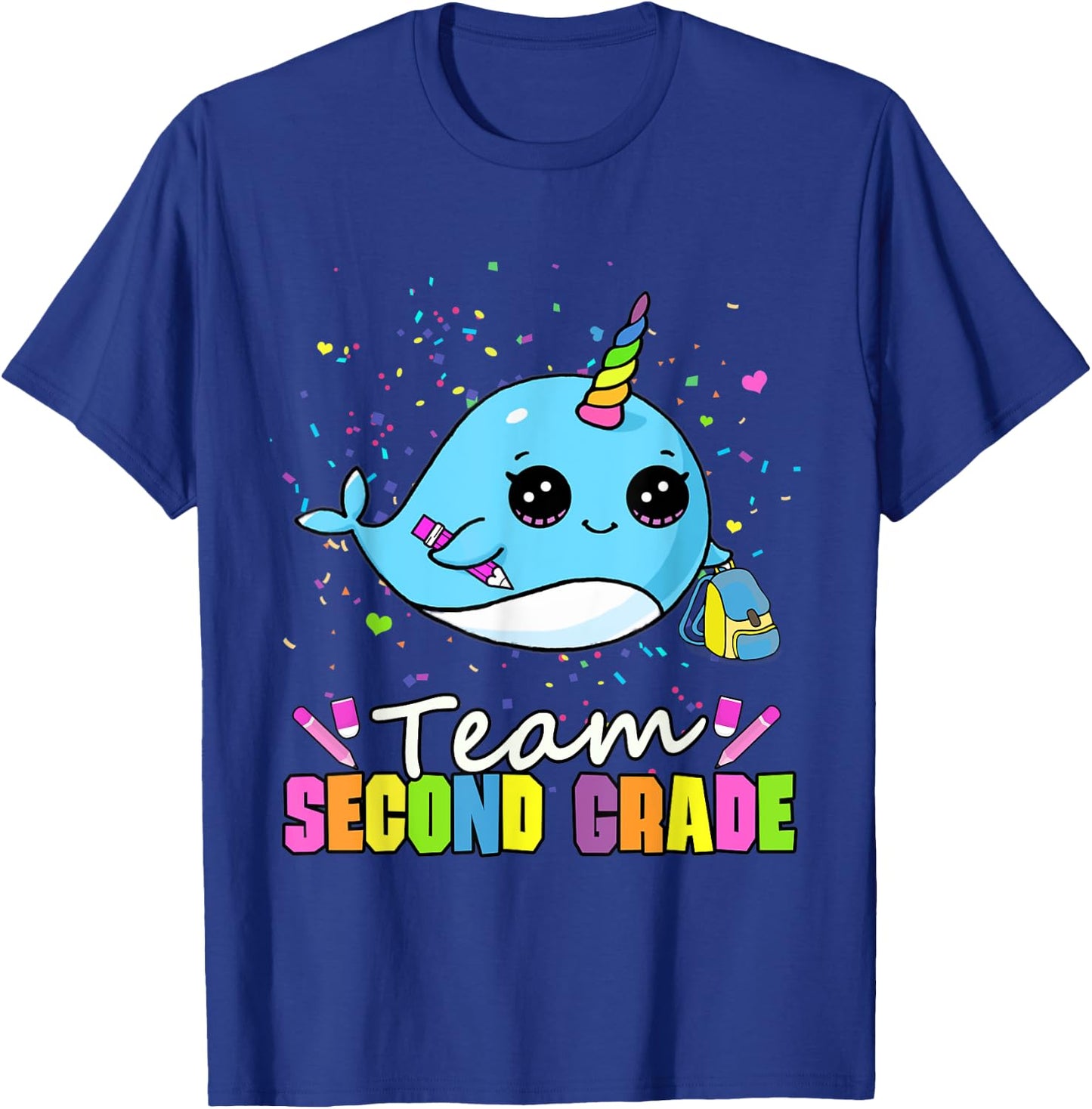 Team Second Grade Narwhal Team 2nd Grade T-Shirt - T-Shirt | Royal