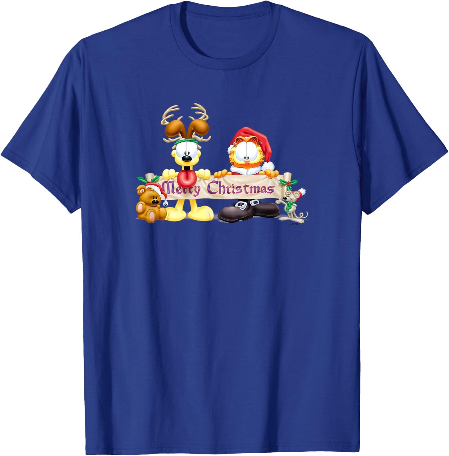 Garfield Christmas Banner T-Shirt - T-Shirt | Royal