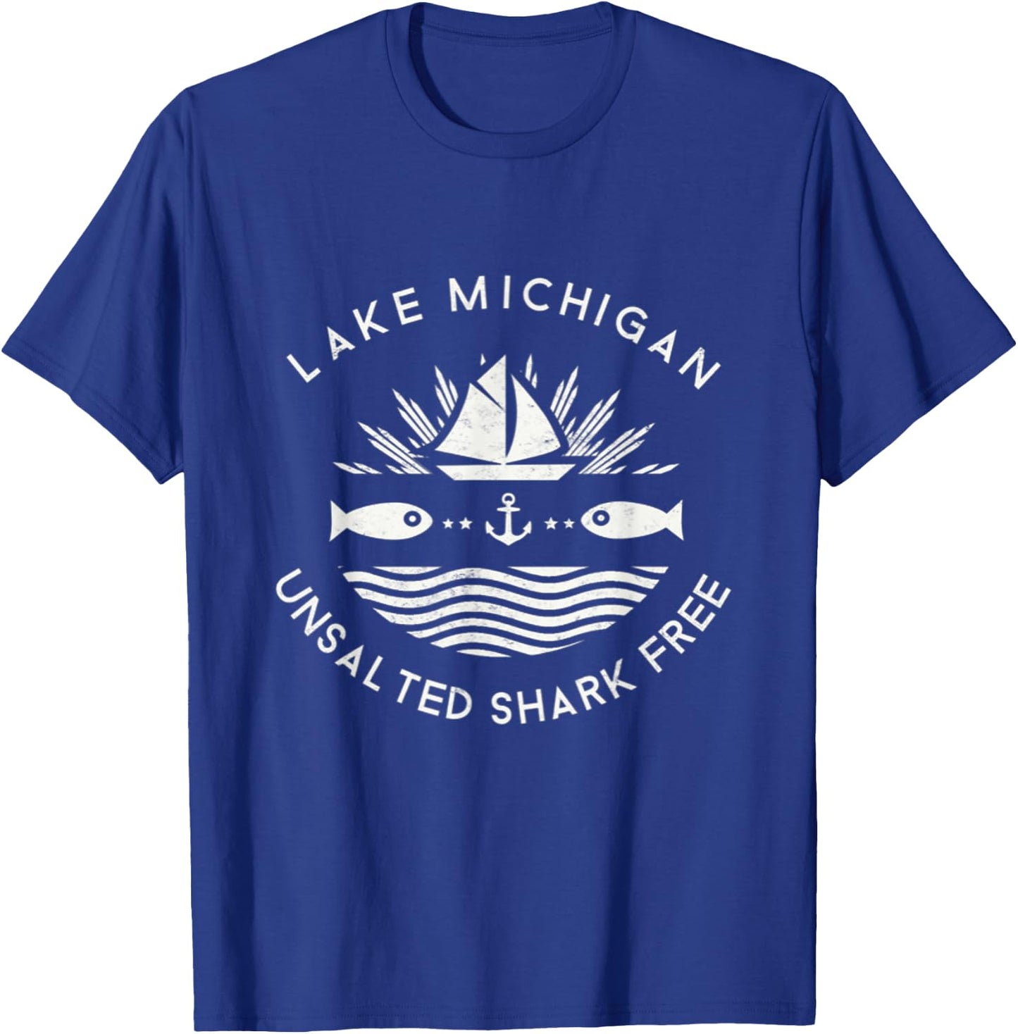 Lake Michigan Unsalted Shark Free Great Lakes T-Shirt - T-Shirt | Royal