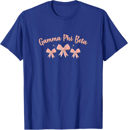 Licensed Gamma Phi Beta Three Little Bows T-Shirt - T-Shirt | Royal