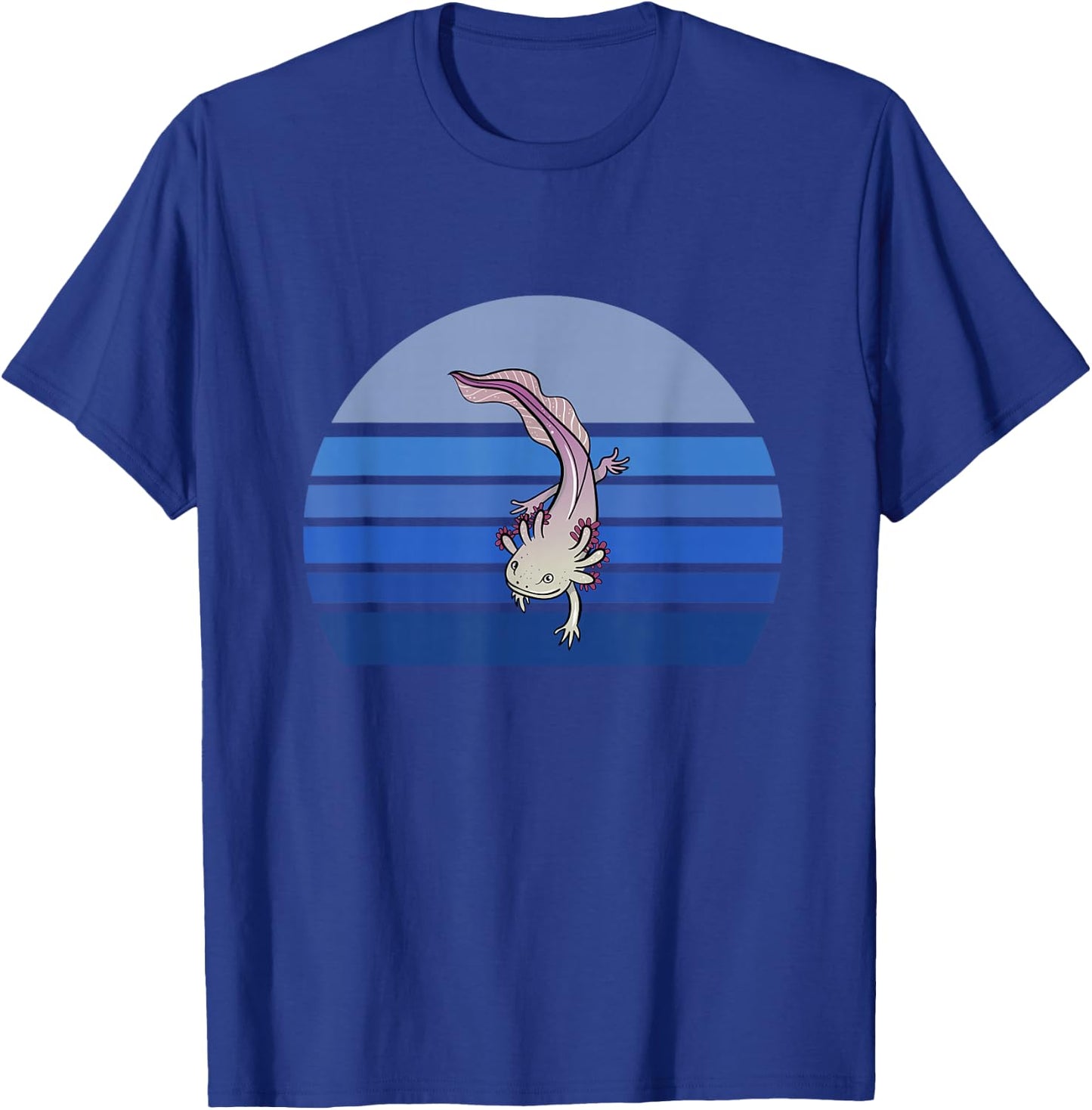 Blue Retro Axolotl Mexican Salamander Gift Lover T-Shirt - T-Shirt | Royal