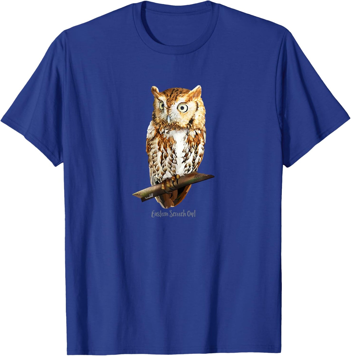 Screech Owl Graphic Birder Shirt Wildlife Bird Watching T-Shirt - T-Shirt | Royal