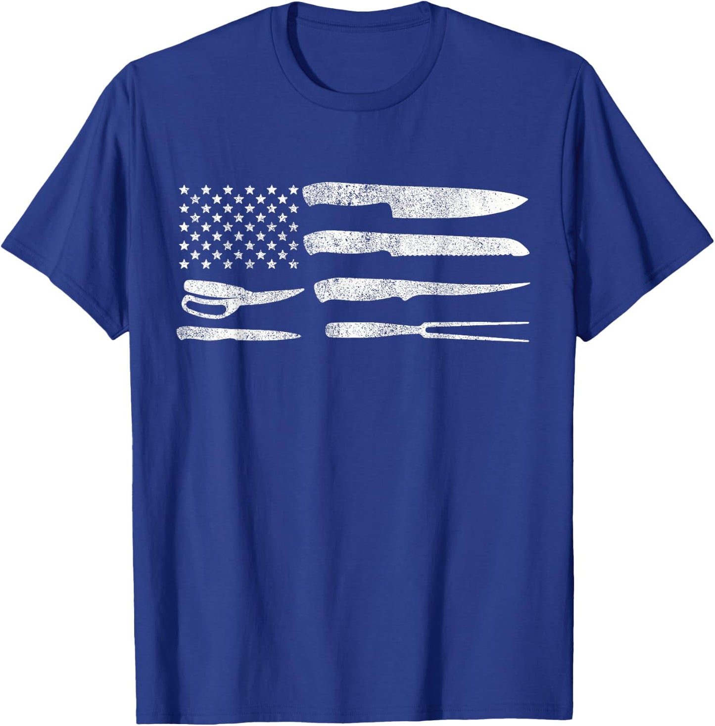 Chef American Flag Kitchen Knives Cooking Patriotic Gift T-Shirt - T-Shirt | Royal