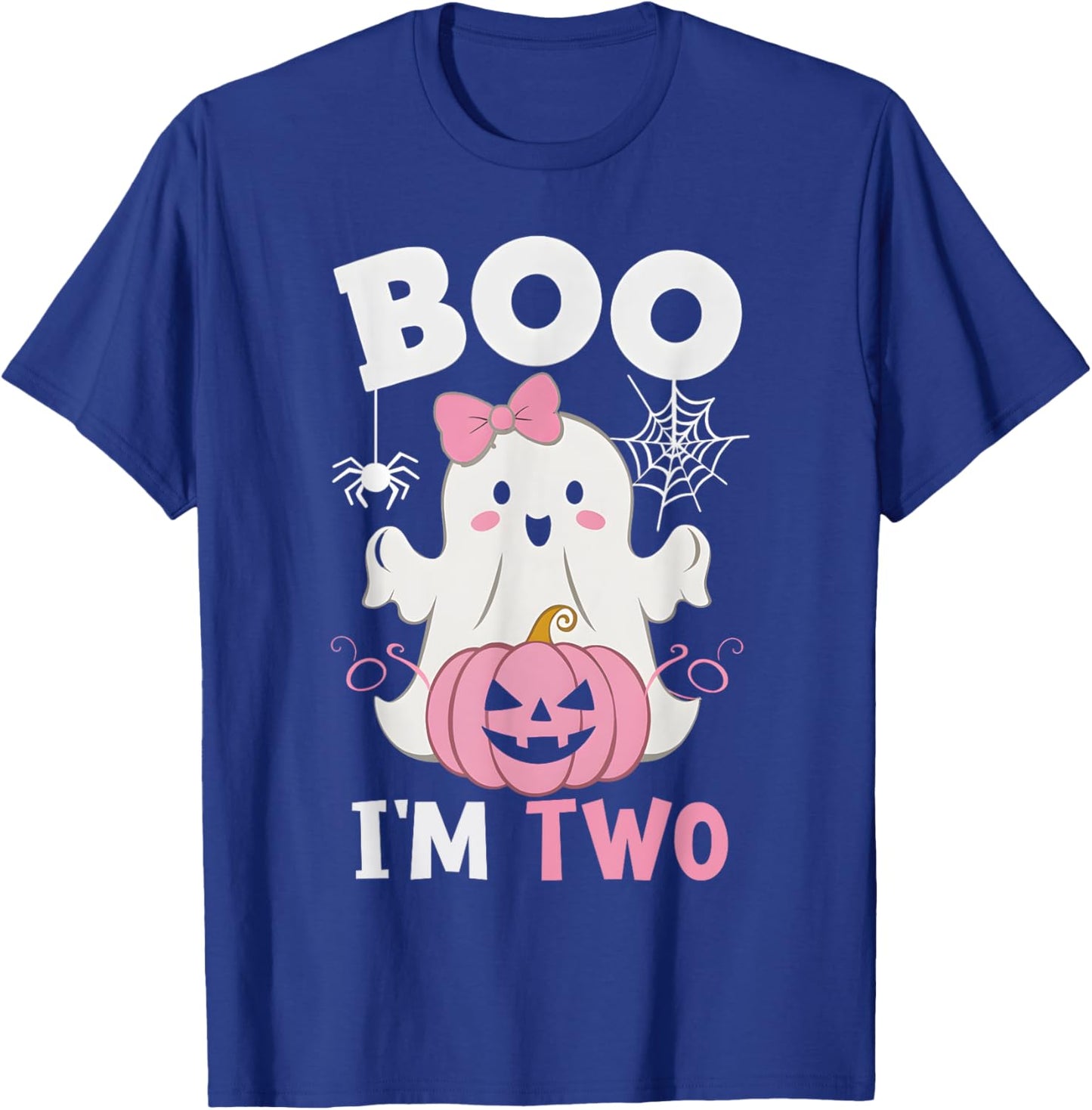 Ghost Boo I'm Two Year 2nd Birthday Girls Halloween Groovy T-Shirt - T-Shirt | Royal