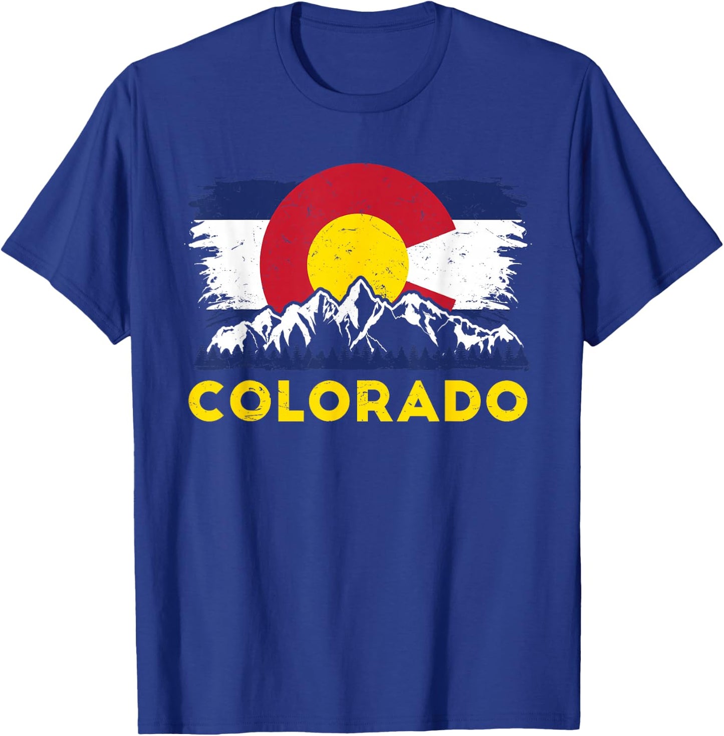 Colorado State Flag Rocky Mountain Denver Winter Aurora T-Shirt - T-Shirt | Royal