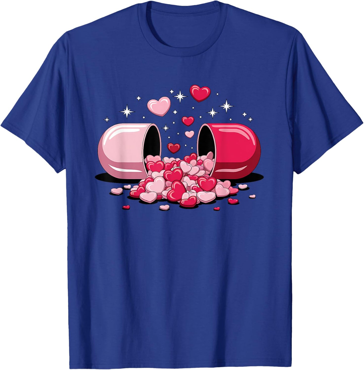 Pills Heart Love Valentine Hearts Medicine Pharmacy Capsule T-Shirt - T-Shirt | Royal