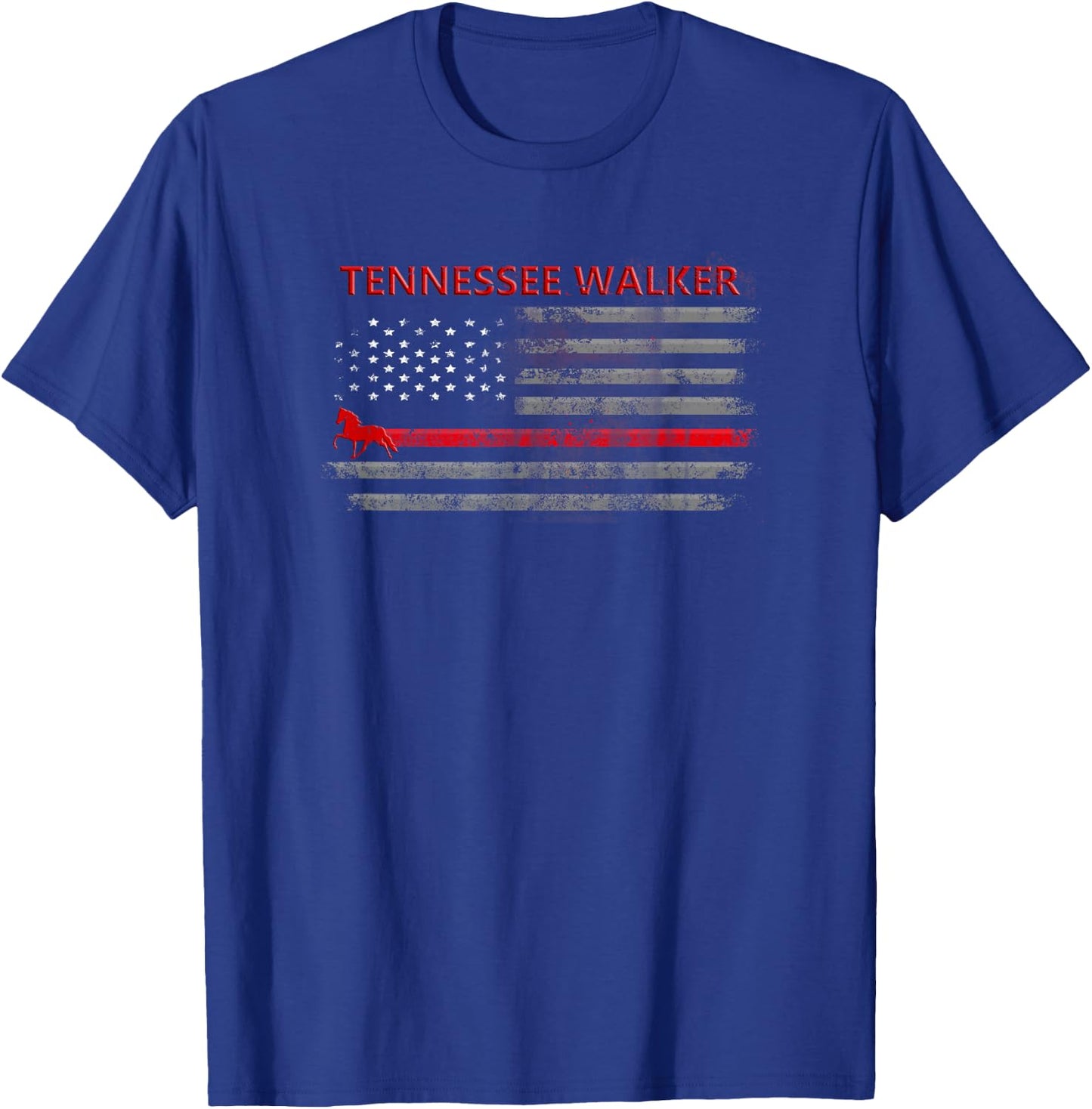 Tennessee Walker Horse With American Flag T-Shirt - T-Shirt | Royal