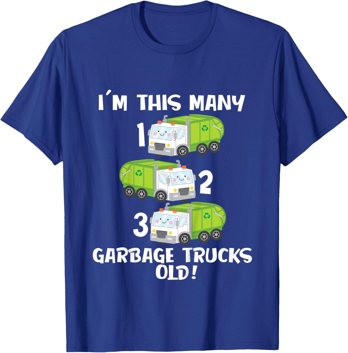 3rd Birthday Cute Garbage Truck Counting 123 Toddlers T-Shirt - T-Shirt | Royal