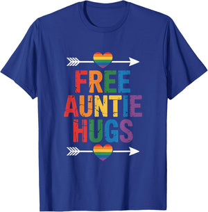 Free Auntie Hugs LGBTQ Gay Pride T-Shirt - T-Shirt | Royal