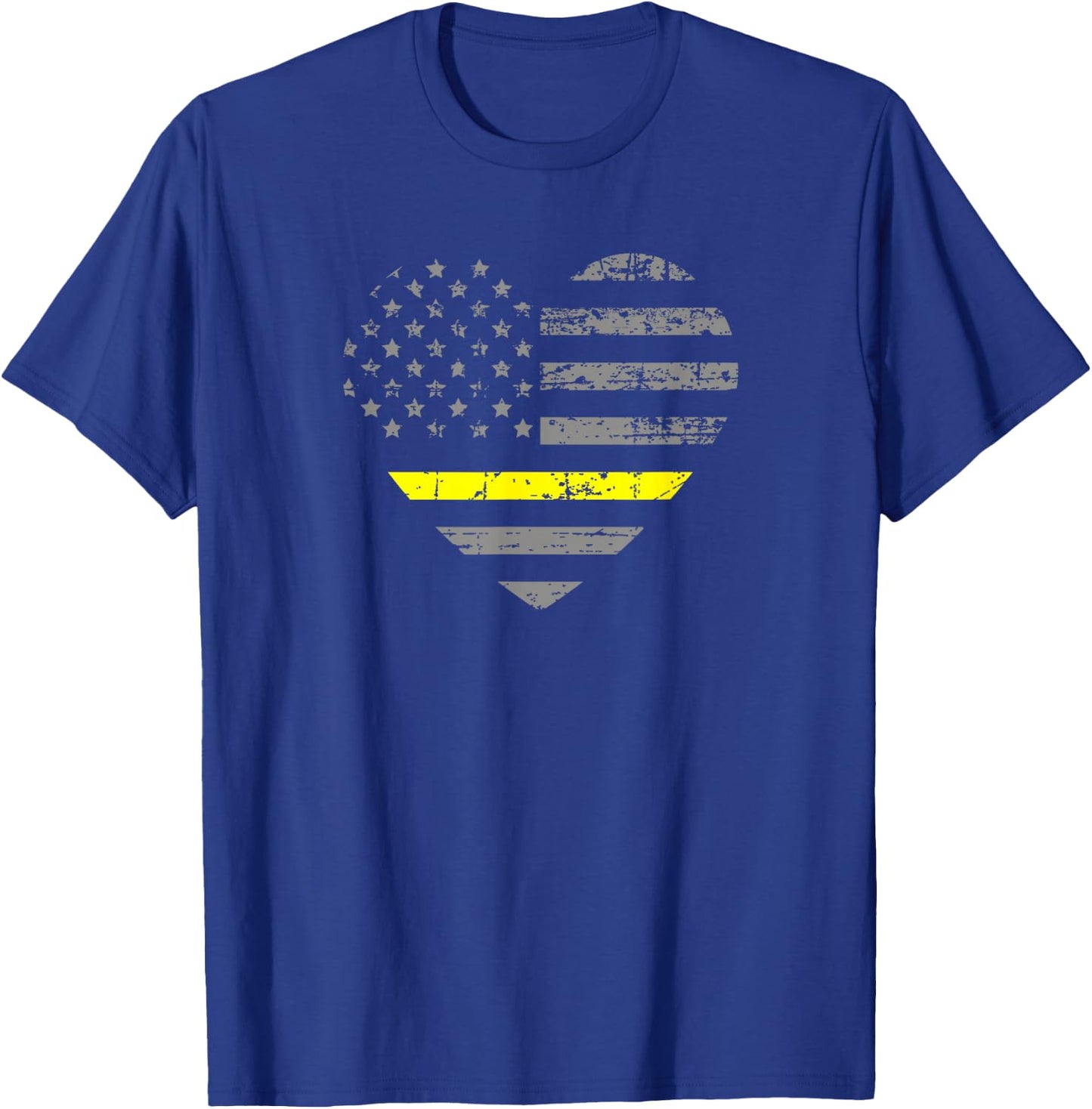 Tow Truck Driver Thin Yellow Line Flag Heart Gift T-Shirt - T-Shirt | Royal