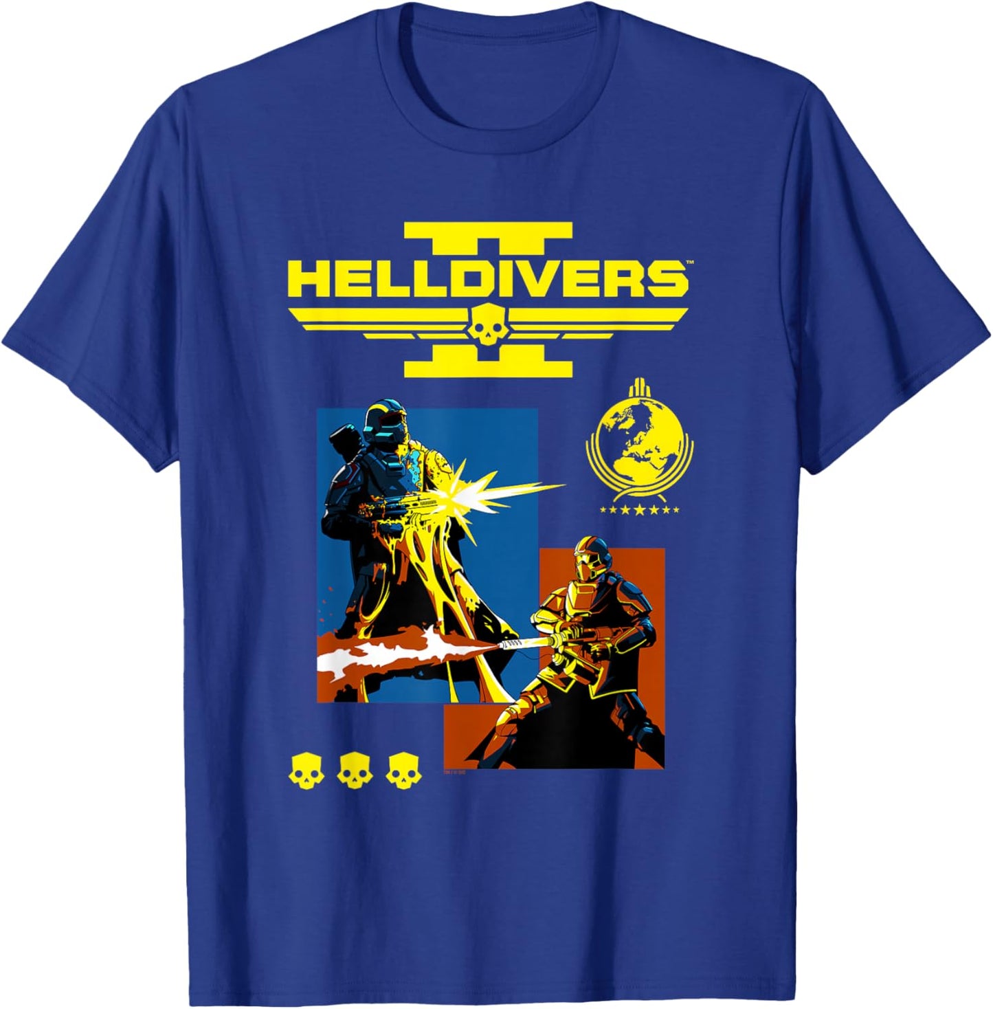 Helldivers 2 Divers for Liberty Collage and Logo Video Game T-Shirt - T-Shirt | Royal