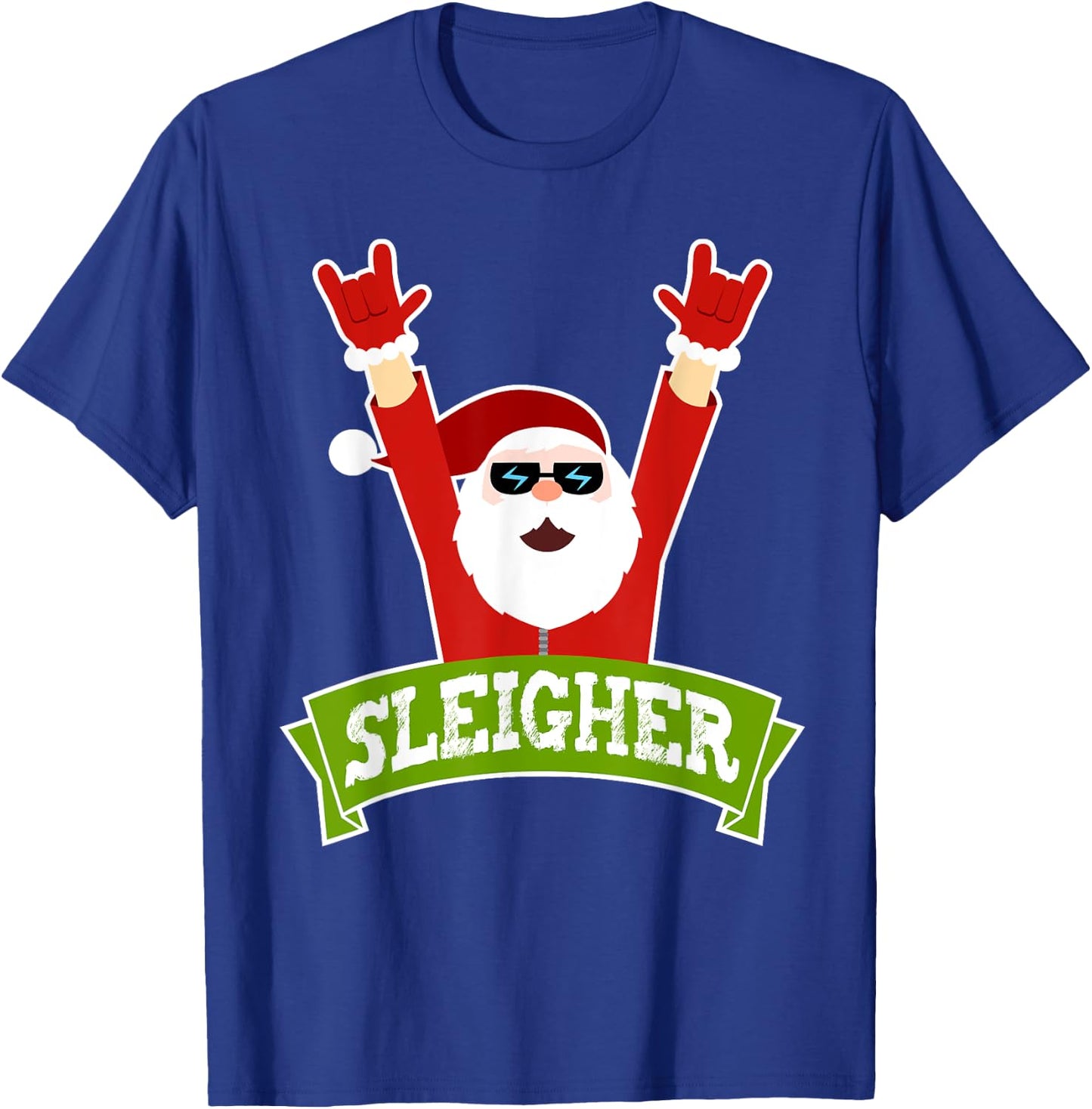 SLEIGHER - Funny Heavy Metal Music Santa - Christmas T-Shirt - T-Shirt | Royal