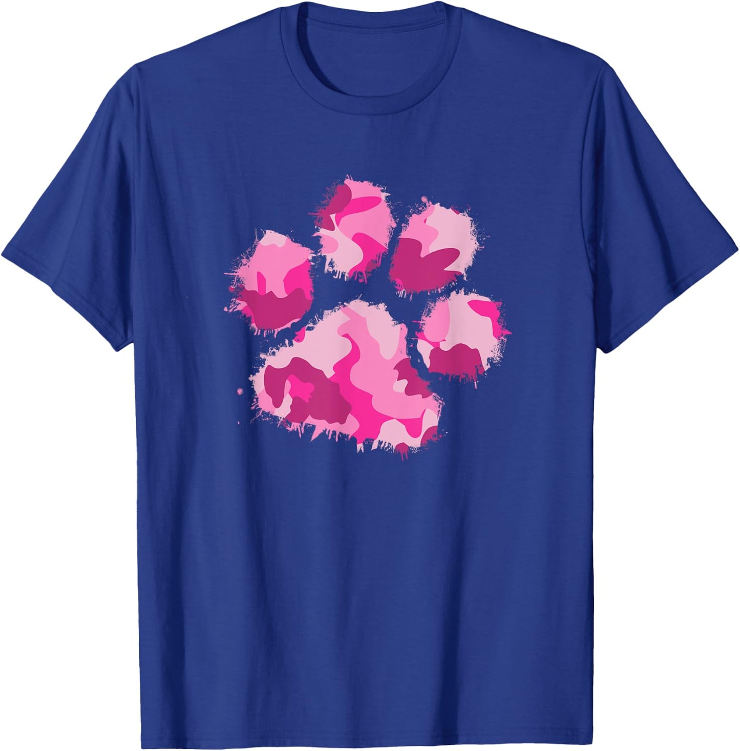 Camo Dog Paw Print Pink Shirt Camouflage Gift Women Military T-Shirt - T-Shirt | Royal