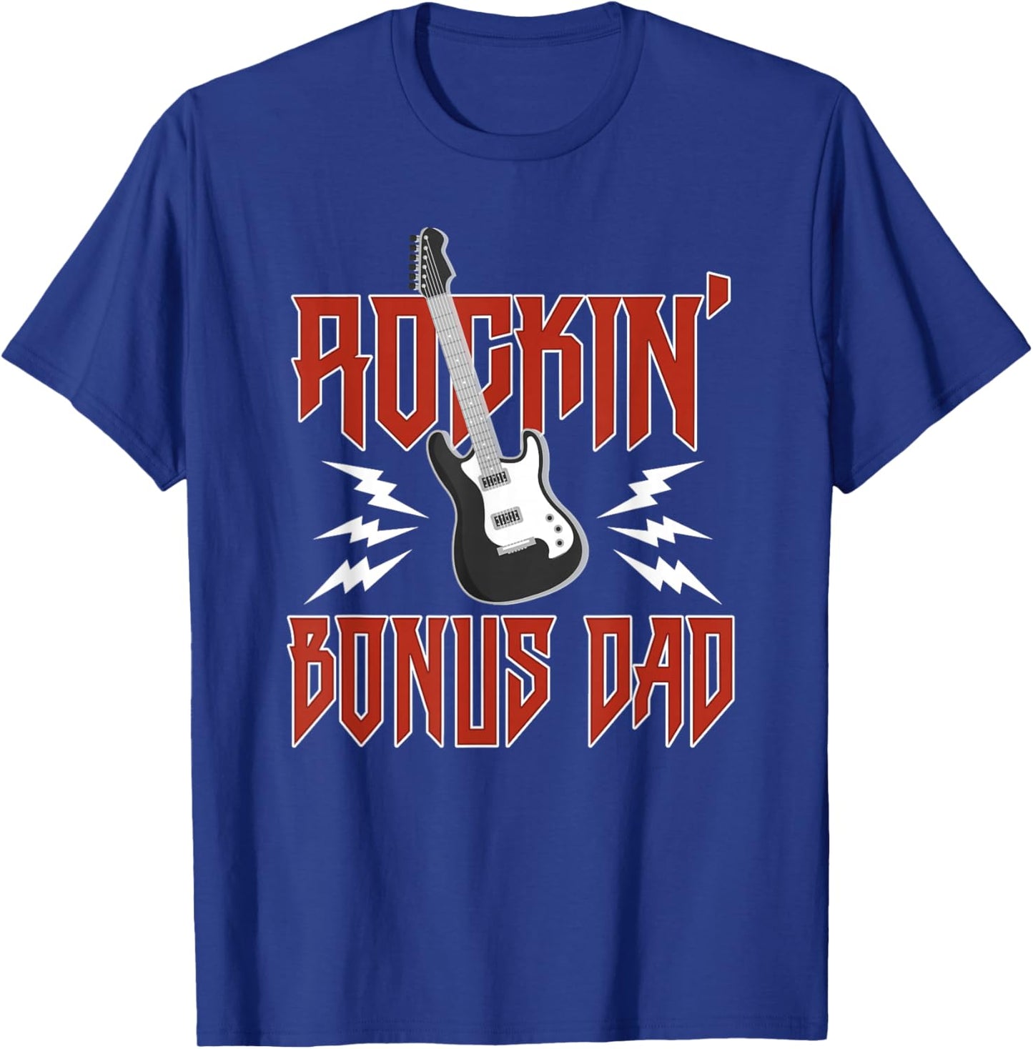 Bonus Dad Rockin One Birthday Family Matching Rock Guitar T-Shirt - T-Shirt | Royal