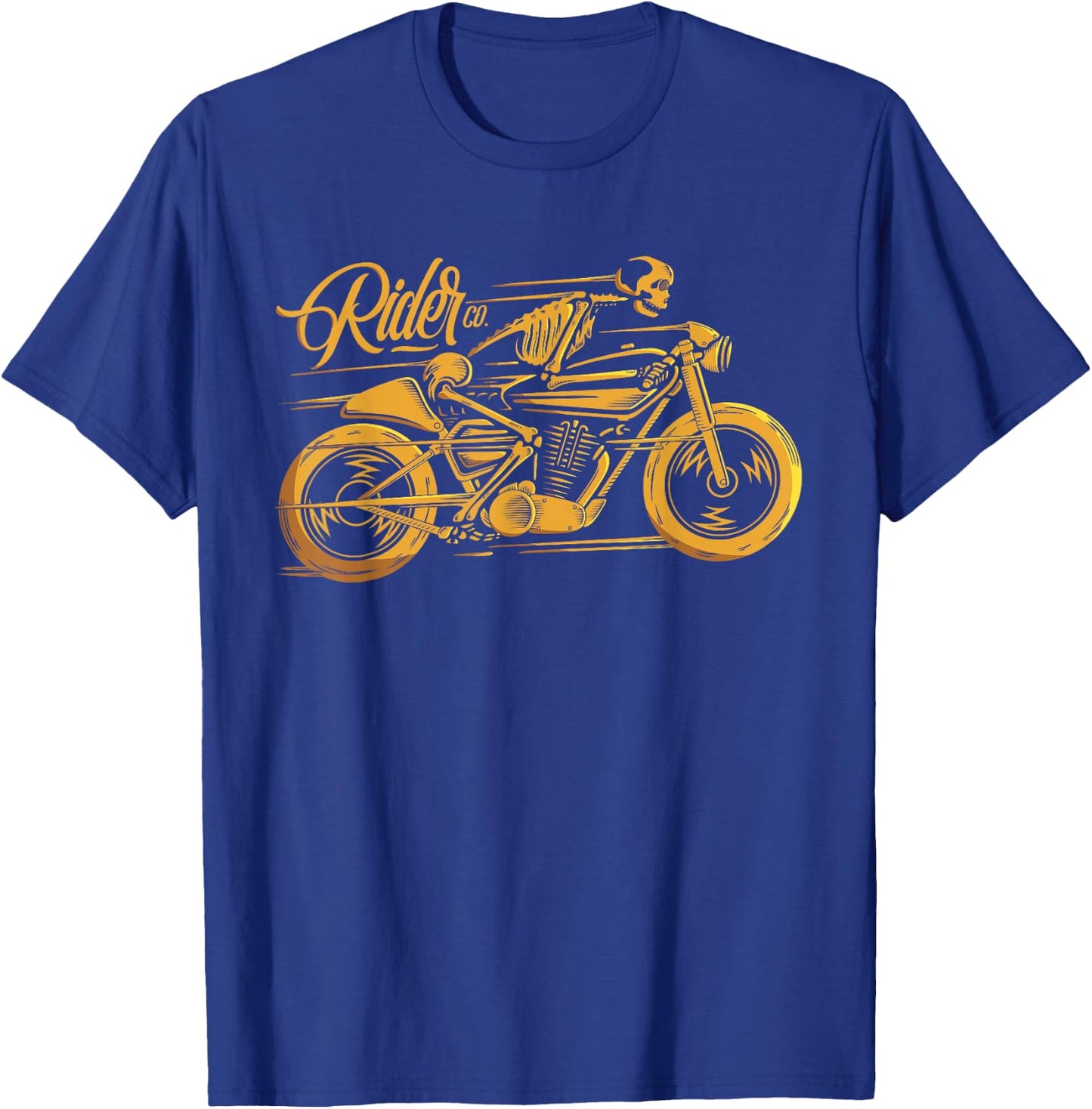 Cafe Racer - Ghost Classic Rider - Vintage Motorcycle T-Shirt - T-Shirt | Royal