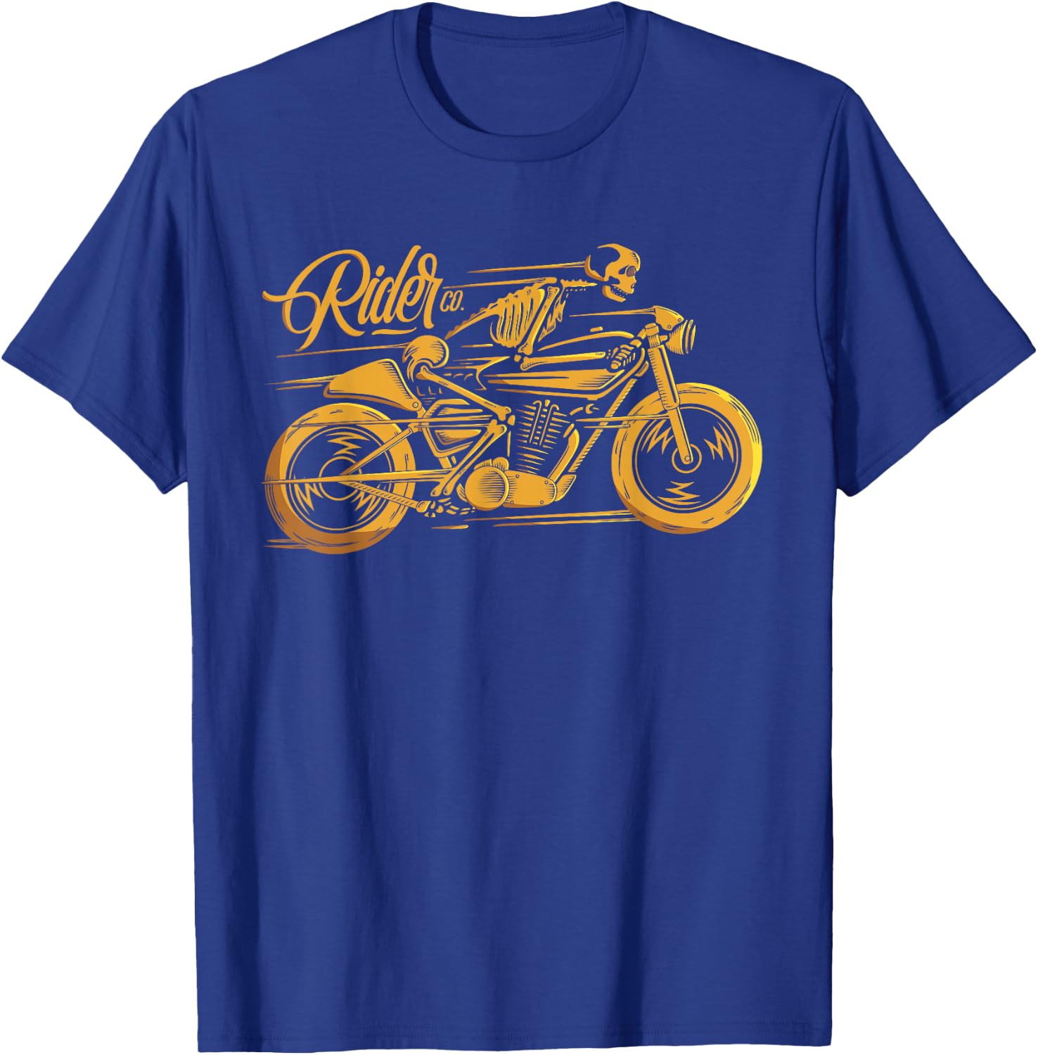 Cafe Racer - Ghost Classic Rider - Vintage Motorcycle T-Shirt - T-Shirt | Royal
