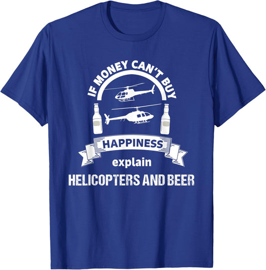 Funny Helicopter Pilot Beer Aviation Flyer Lover Flying Gift T-Shirt - T-Shirt | Royal