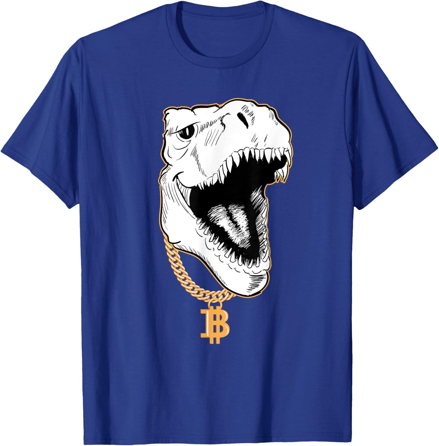 Funny Gangster T-Rex Bitcoin Cryptocurrency Shirt T-Shirt - T-Shirt | Royal