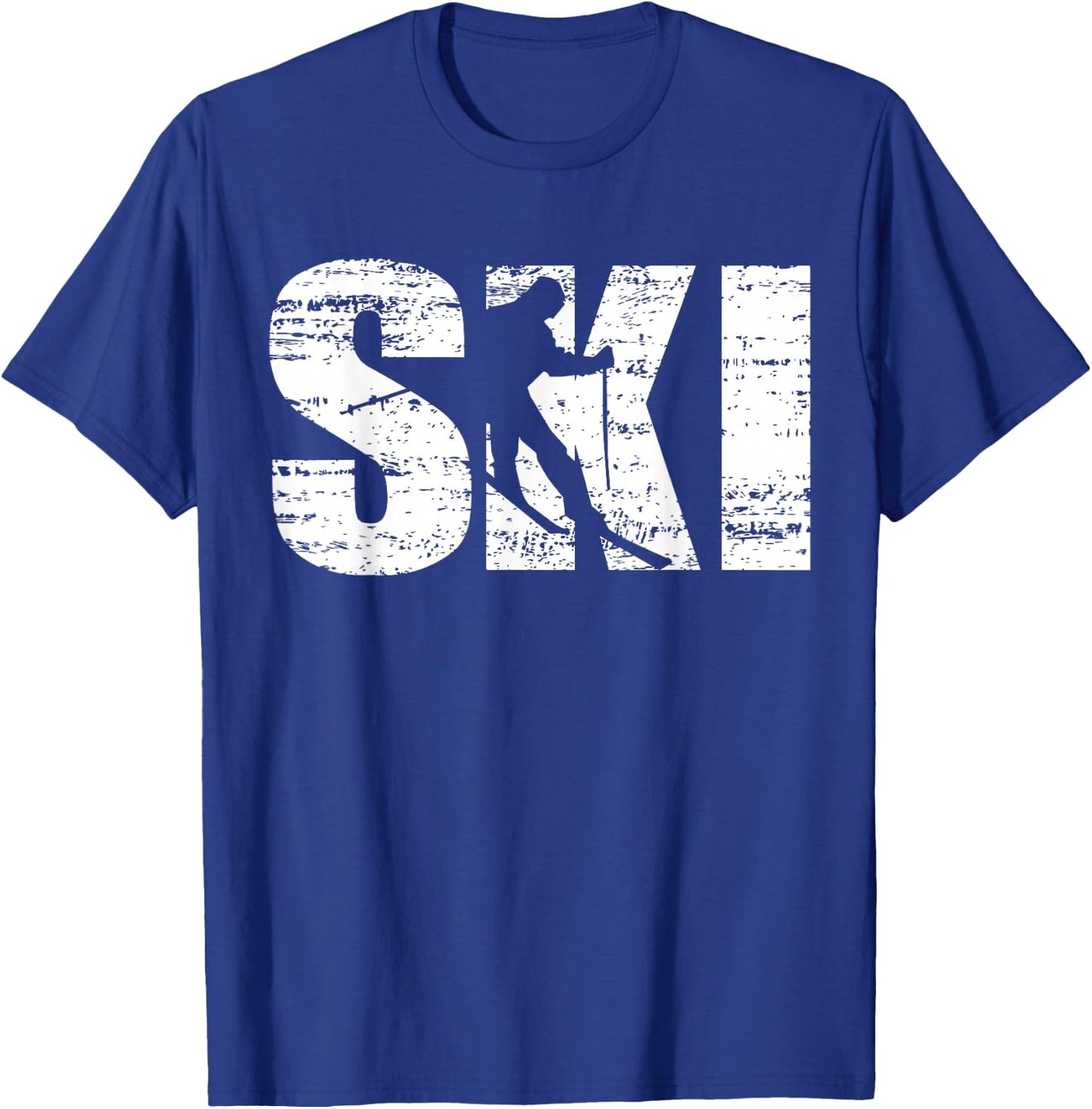 Ski - Distressed Look Skiing & Skiers T-Shirt - T-Shirt | Royal