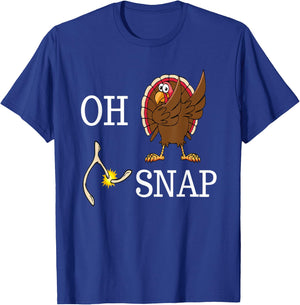 Oh Snap Wishbone Dabbing Turkey Funny Thanksgiving T-Shirt - T-Shirt | Royal