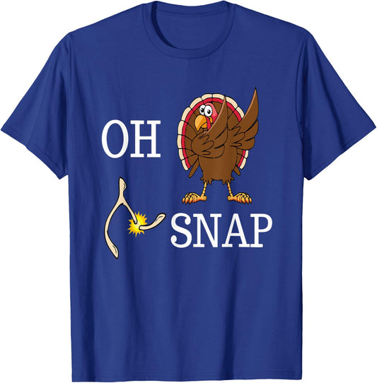 Oh Snap Wishbone Dabbing Turkey Funny Thanksgiving T-Shirt - T-Shirt | Royal
