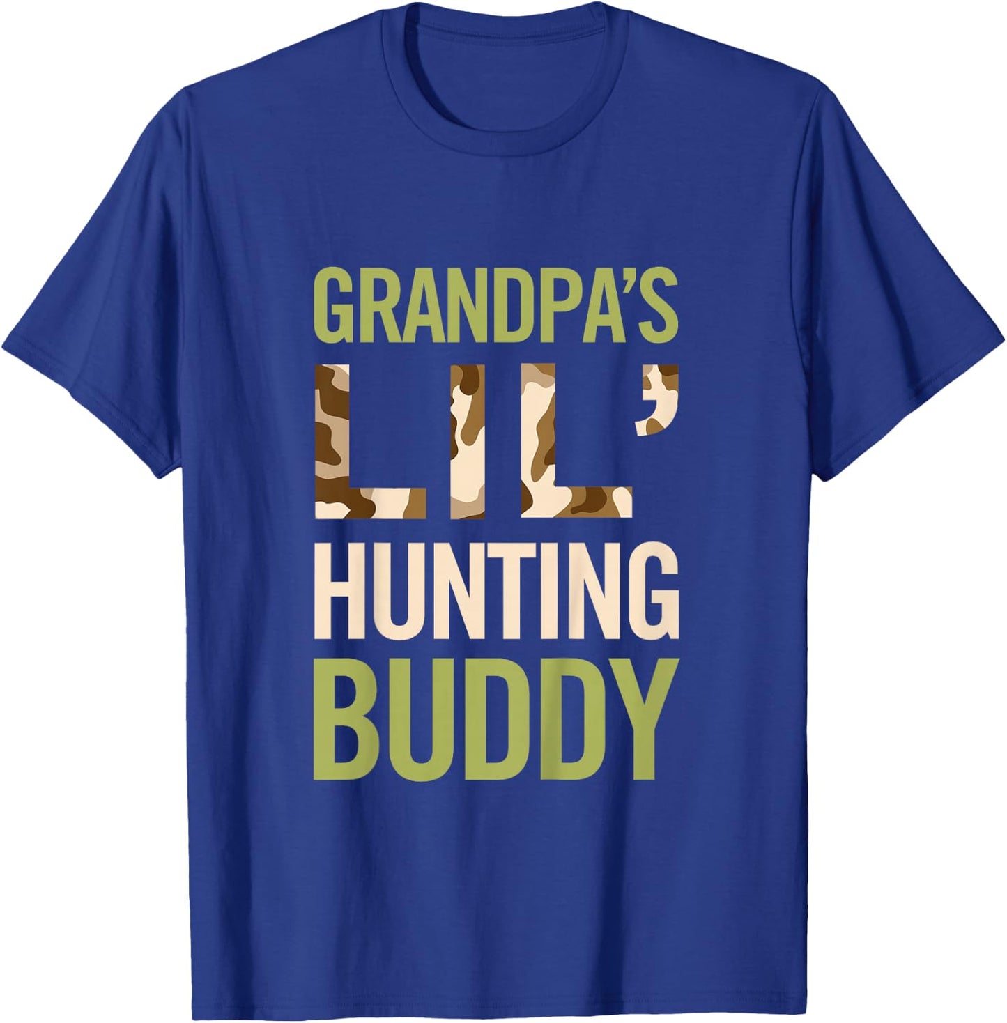 Grandpa's Lil' Hunting Buddy Camo Graphic Youth Family T-Shirt - T-Shirt | Royal