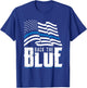 Back The Blue Line American Flag Police Officer Pride Art Women Men T-Shirt - T-Shirt | Royal