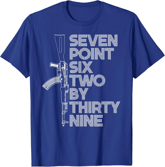 7.62x39 Seven Point Six Two by 39 AK47 Rifle T-Shirt - T-Shirt | Royal