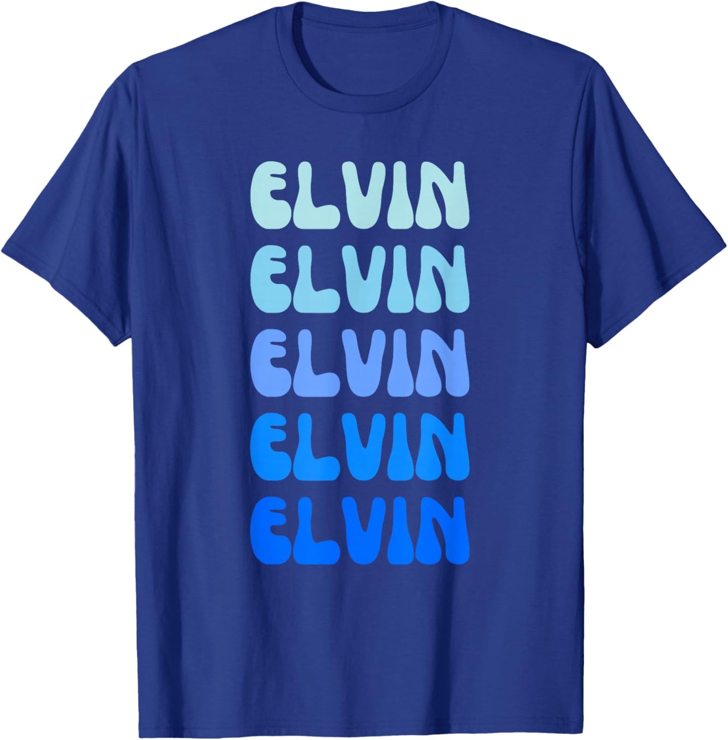 Elvin Retro Name Stack Design T-Shirt - T-Shirt | Royal