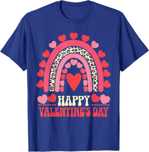 Happy Valentine's Day Leopard Rainbow Heart Valentine Kids T-Shirt - T-Shirt | Royal