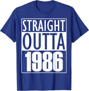 Straight Outta 1986 Birthday T-Shirt - T-Shirt | Royal