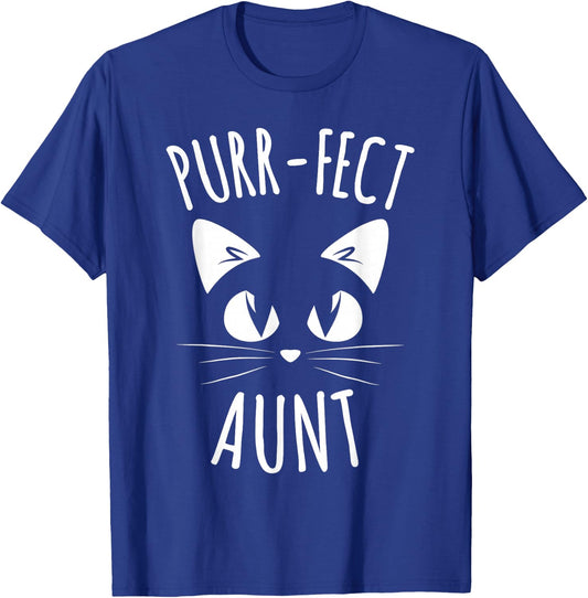 PURR-FECT Aunt Funny Cat Lover Cute Funny T-Shirt - T-Shirt | Royal