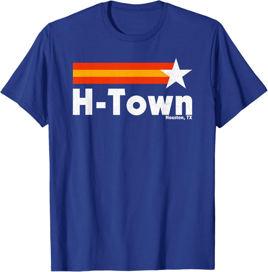 Vintage Distressed H-Town Houston Texas Strong Retro Houston T-Shirt - T-Shirt | Royal